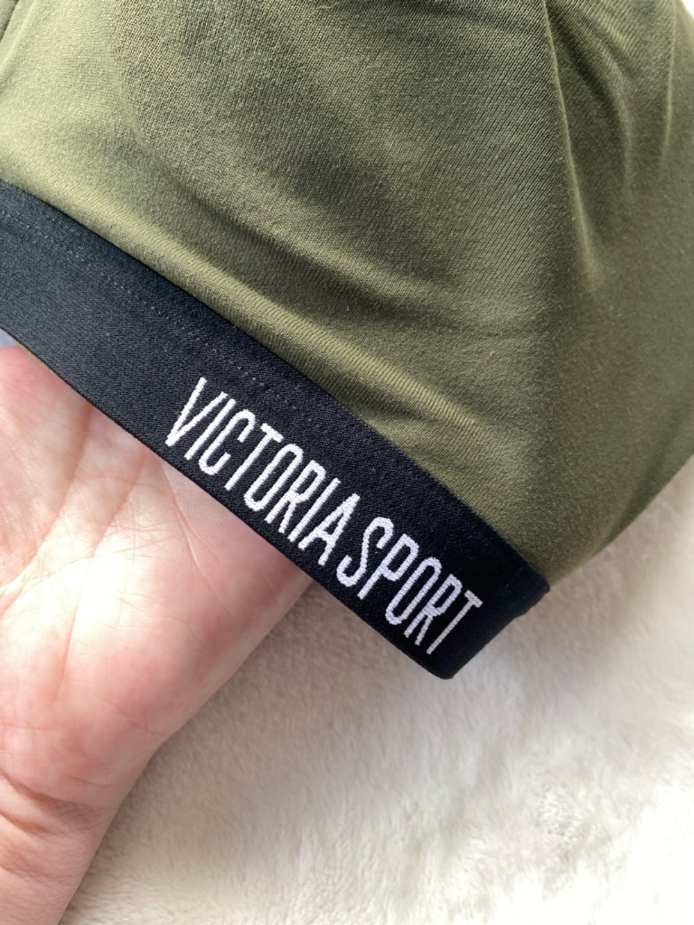 Victoria Sport Knockout Front-Zip High Impact Sports Bra Olive Green 34DD - Picture 2 of 9